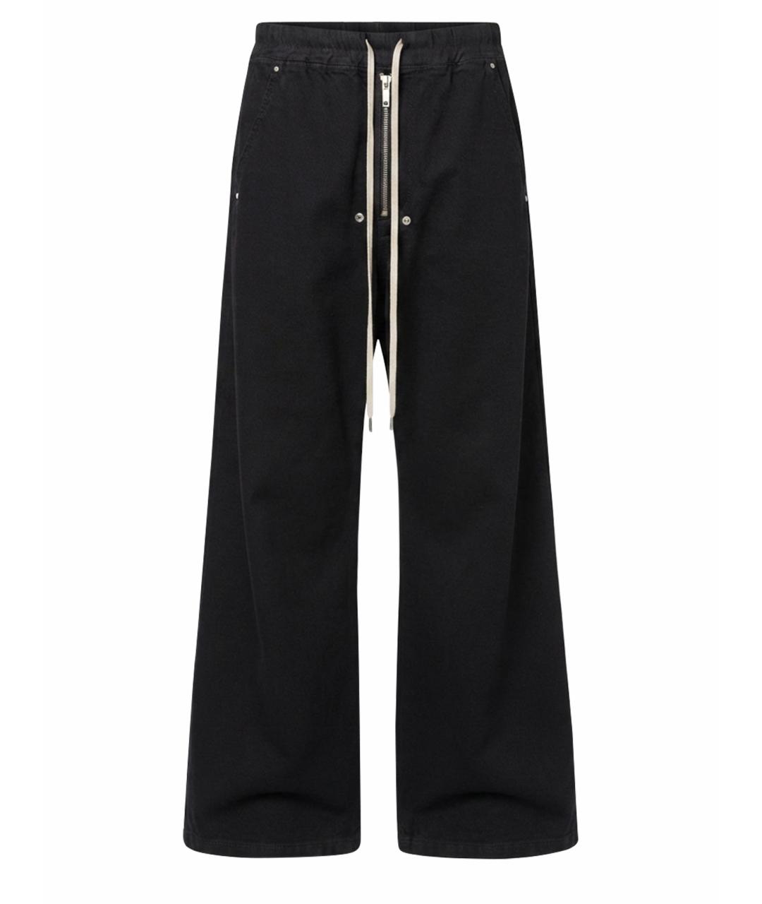 RICK OWENS Черные хлопковые повседневные брюки, фото 1