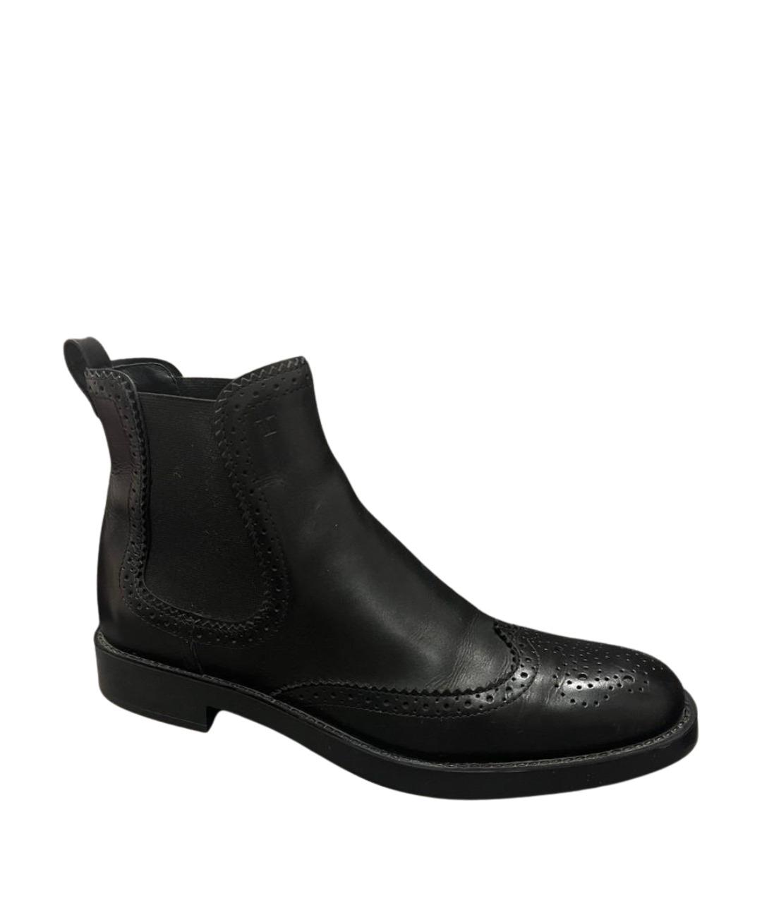 TOD'S Черные кожаные ботинки, фото 1