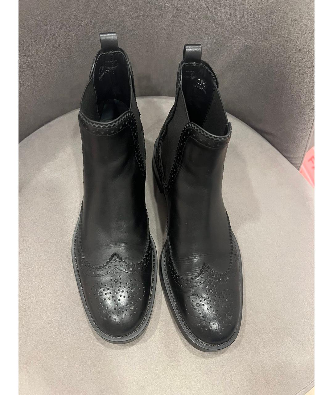 TOD'S Черные кожаные ботинки, фото 6