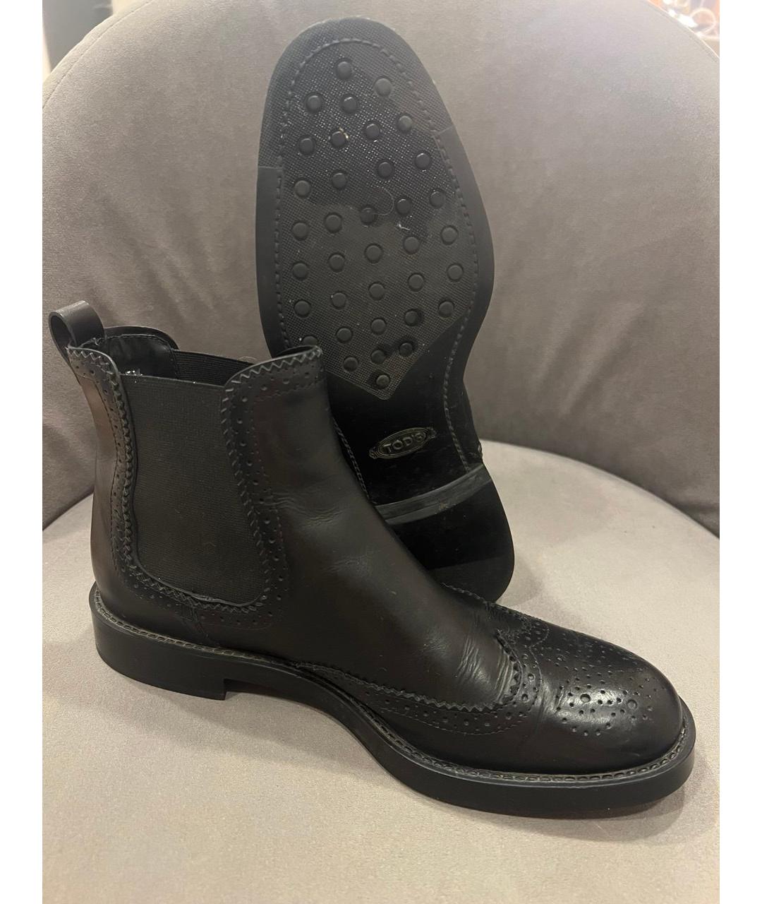 TOD'S Черные кожаные ботинки, фото 7