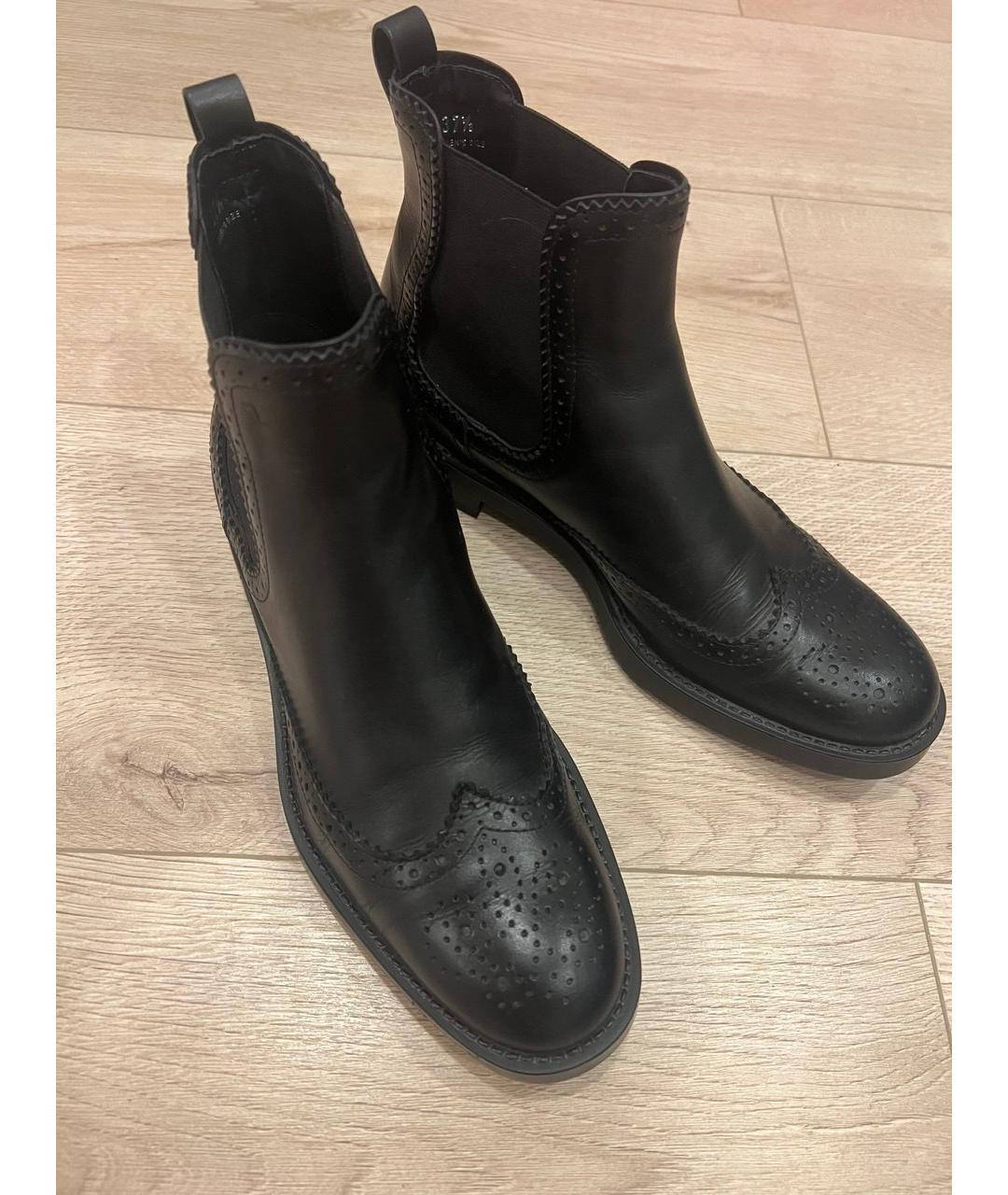 TOD'S Черные кожаные ботинки, фото 2