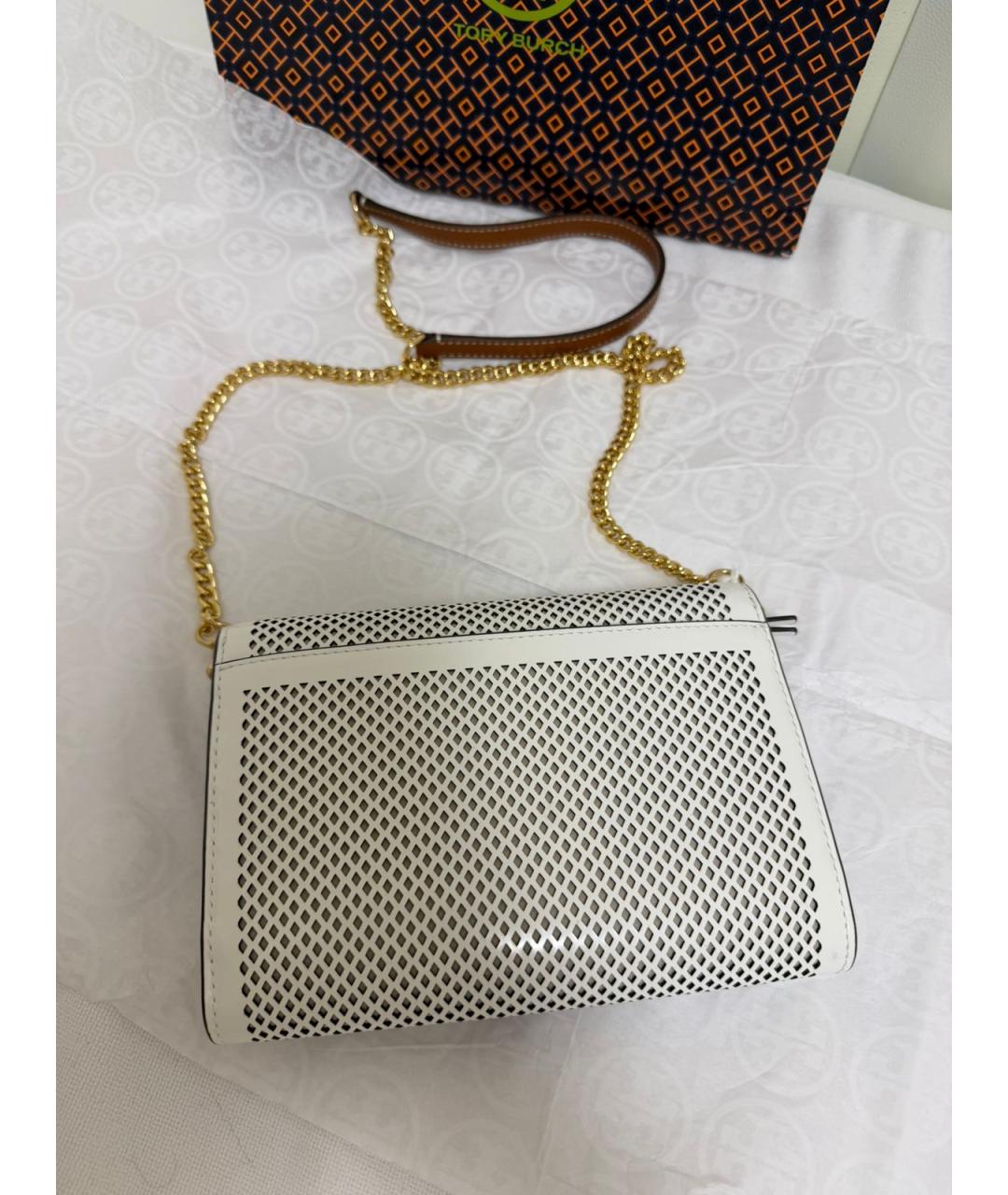 TORY BURCH Белая кожаная сумка через плечо, фото 3