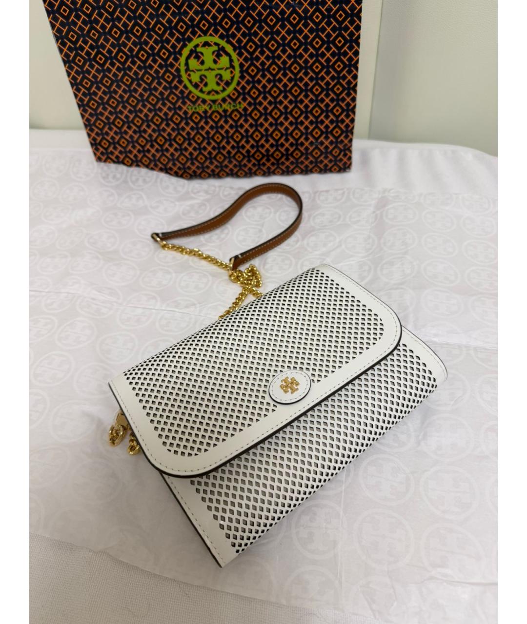 TORY BURCH Белая кожаная сумка через плечо, фото 2