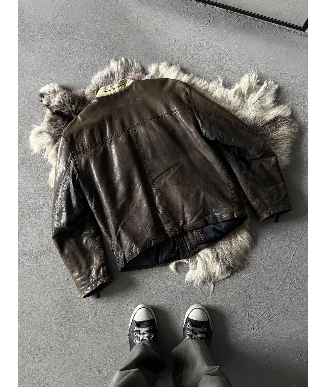ARMANI JEANS Коричневая кожаная куртка, фото 6