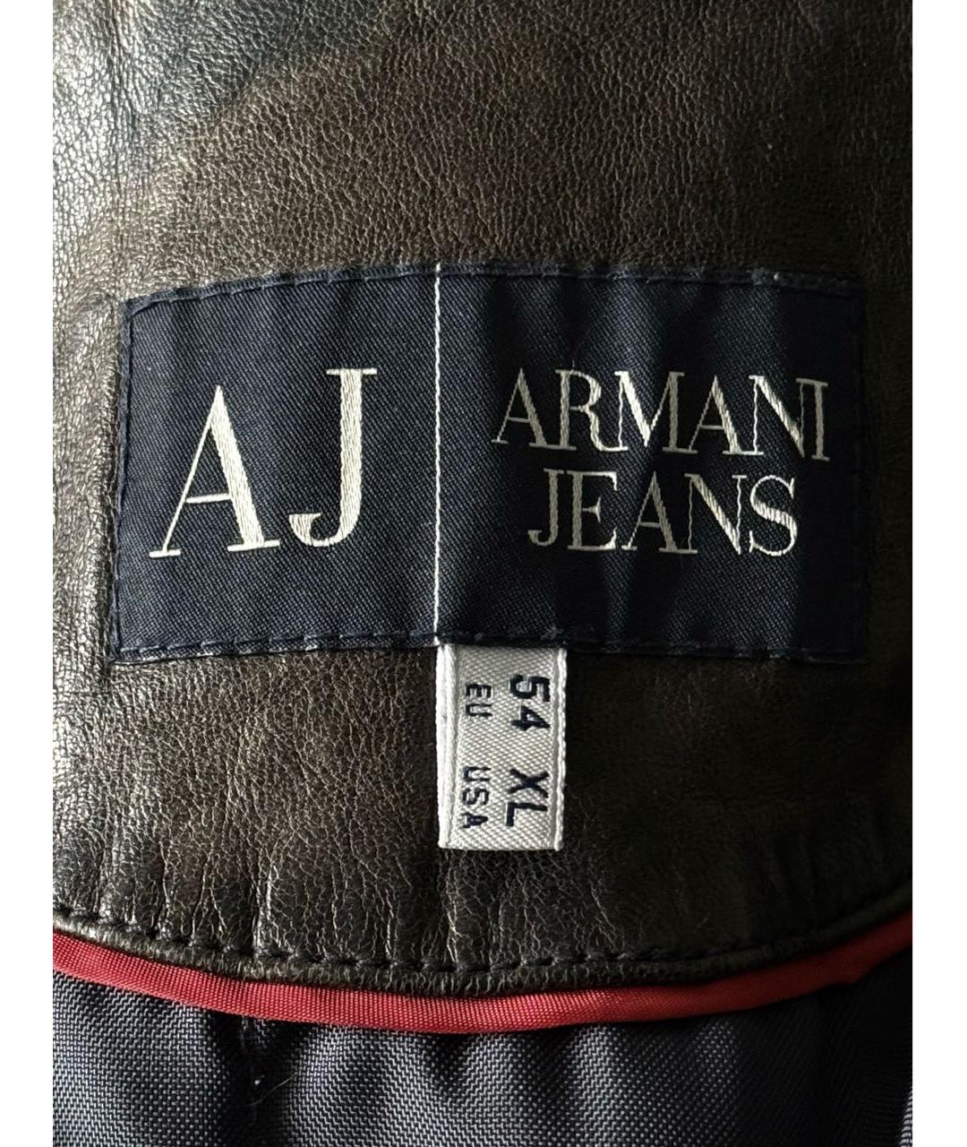 ARMANI JEANS Коричневая кожаная куртка, фото 4