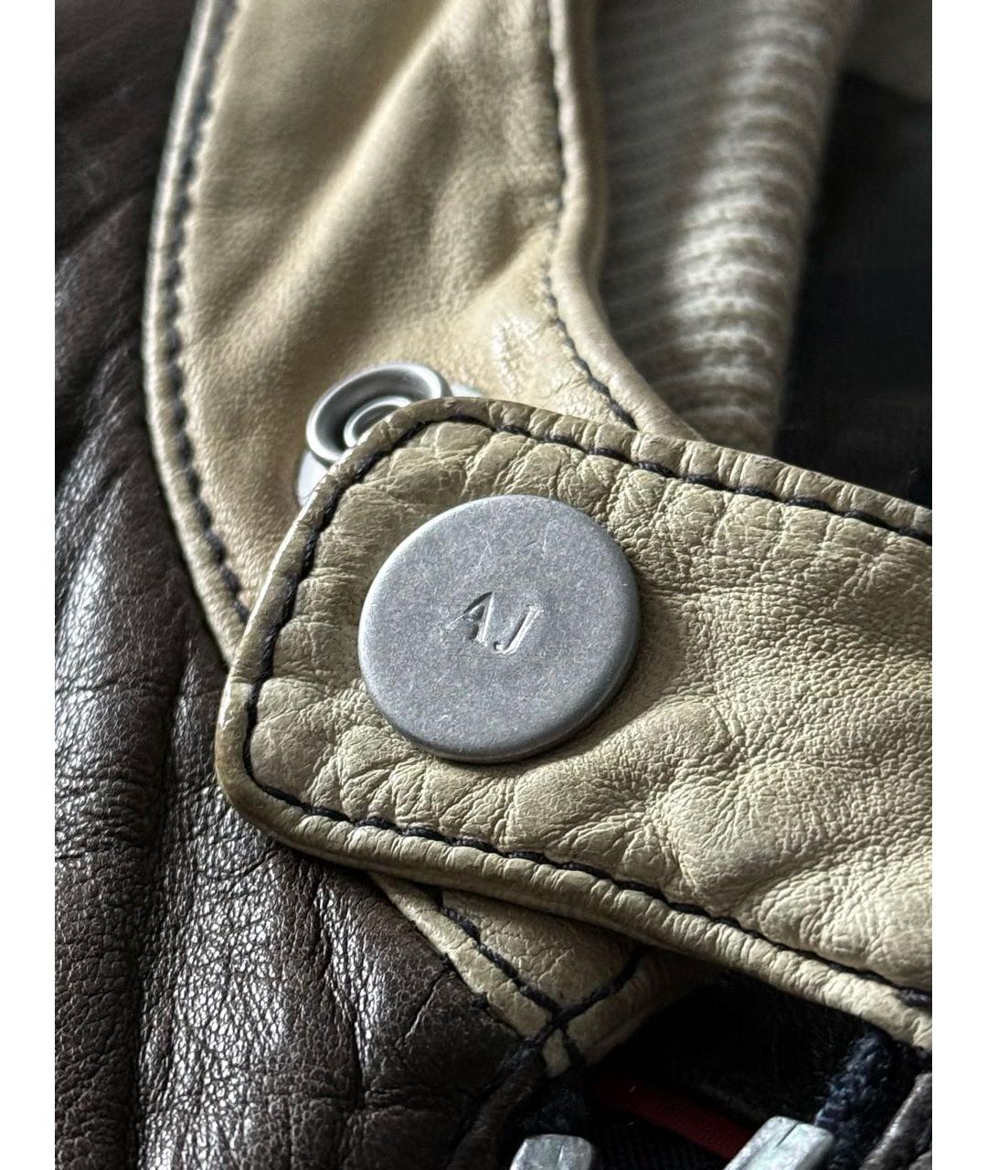 ARMANI JEANS Коричневая кожаная куртка, фото 2
