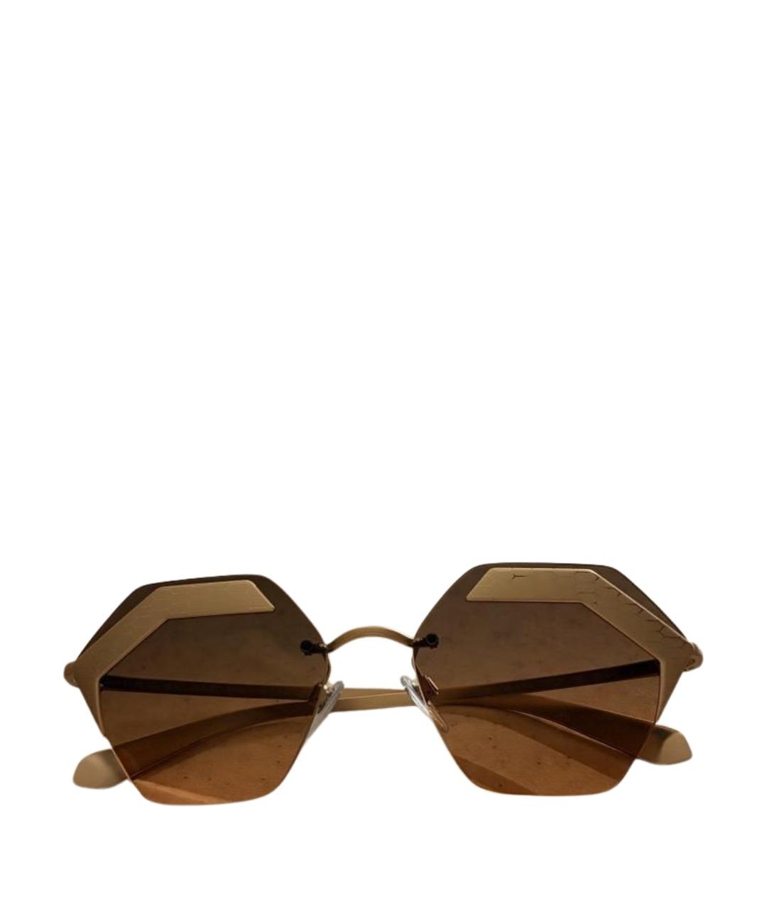 BVLGARI Золотые металлические солнцезащитные очки, фото 1