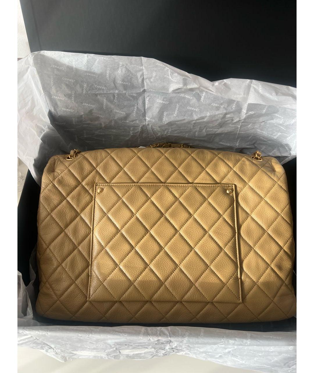 CHANEL Бежевая кожаная сумка с короткими ручками, фото 5