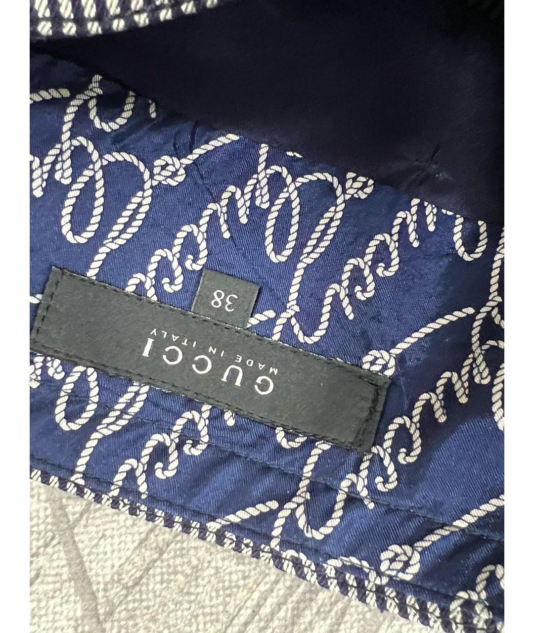 GUCCI Синие хлопковые брюки узкие, фото 3