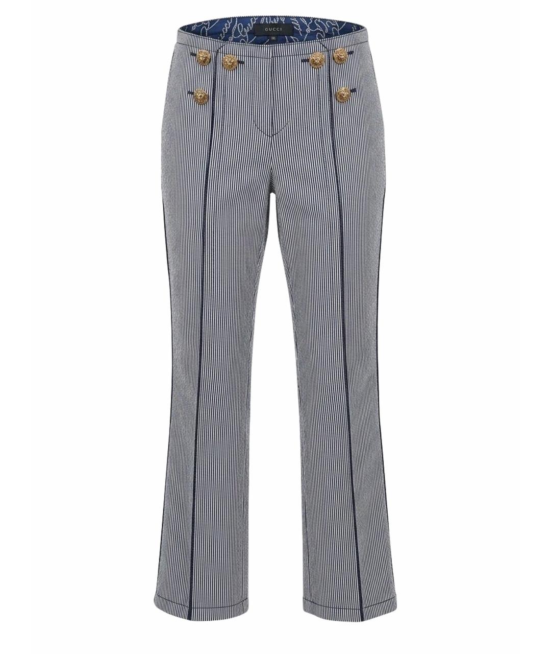 GUCCI Синие хлопковые брюки узкие, фото 1