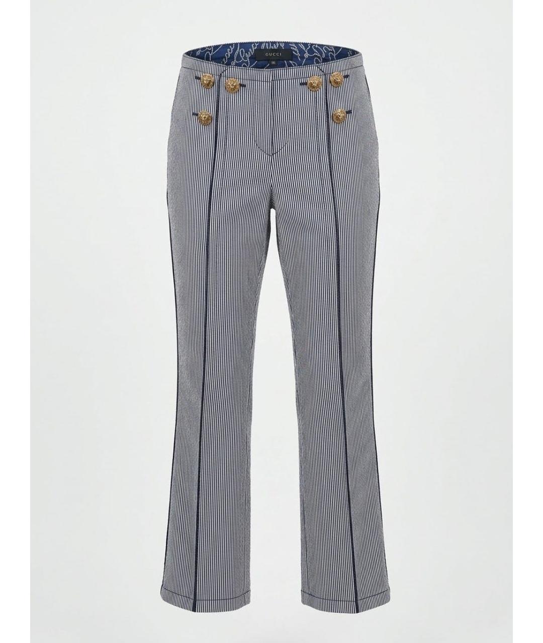 GUCCI Синие хлопковые брюки узкие, фото 6