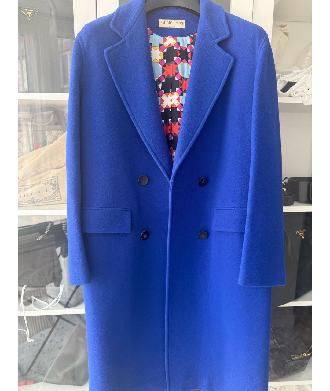 EMILIO PUCCI Синее шерстяное пальто, фото 5