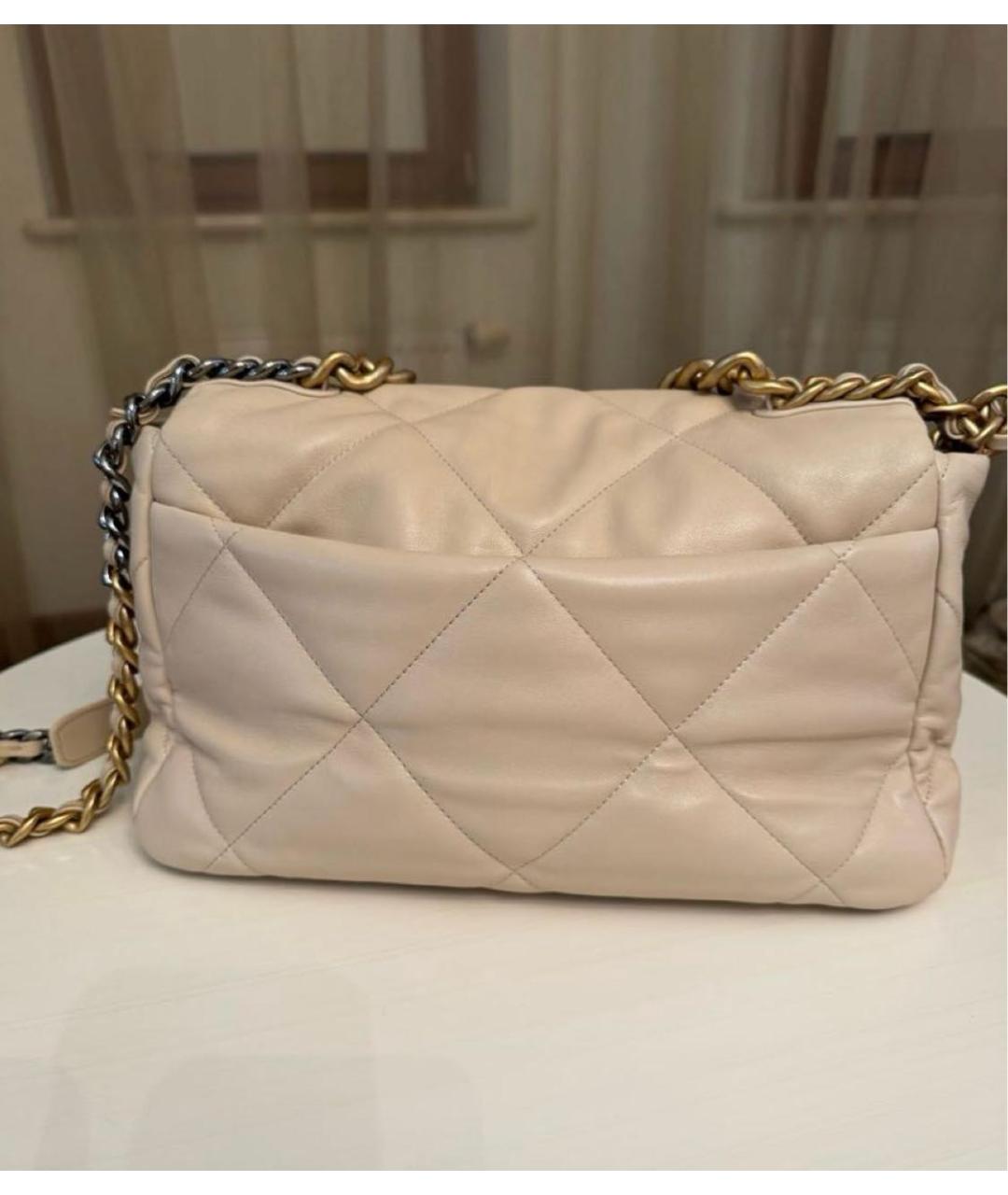 CHANEL Бежевая кожаная сумка через плечо, фото 4