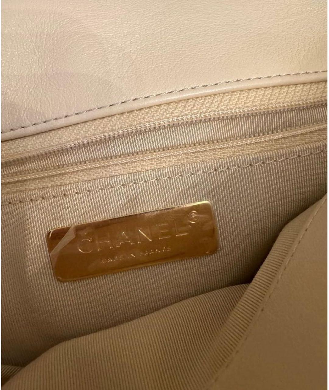 CHANEL Бежевая кожаная сумка через плечо, фото 5