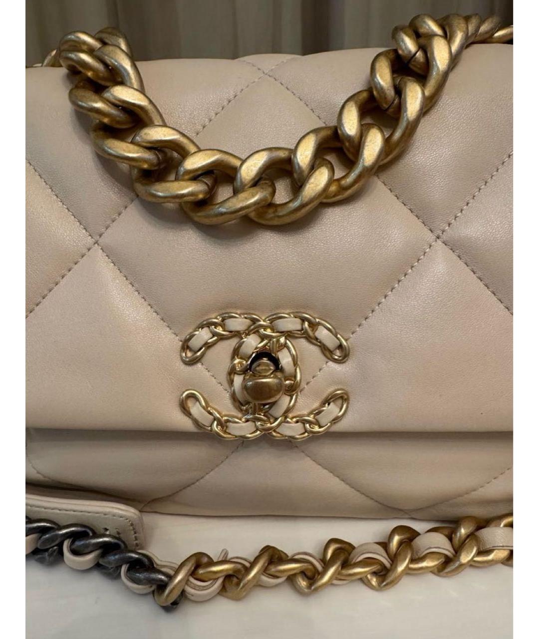 CHANEL Бежевая кожаная сумка через плечо, фото 2