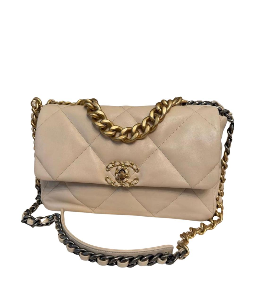 CHANEL Бежевая кожаная сумка через плечо, фото 1