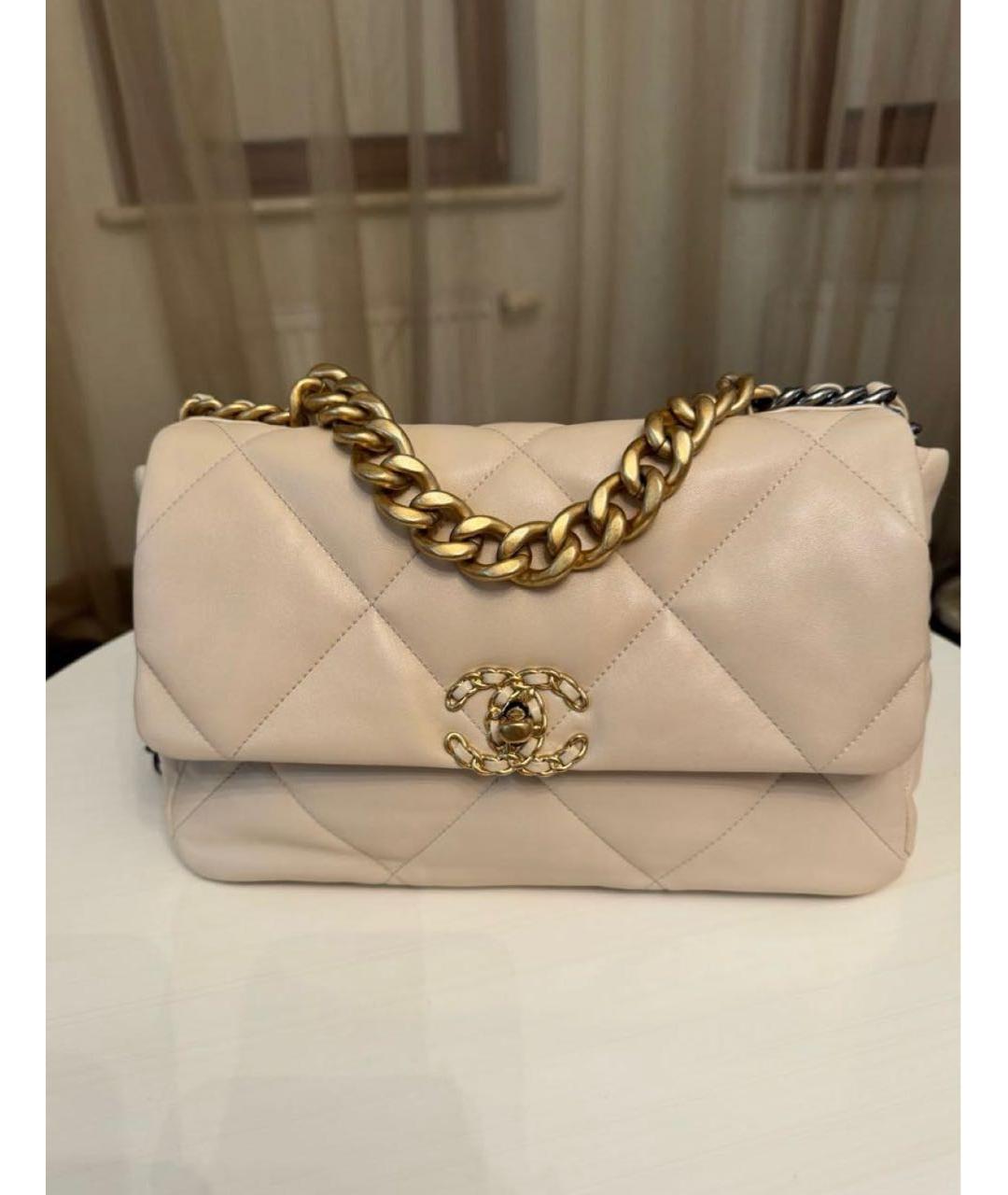 CHANEL Бежевая кожаная сумка через плечо, фото 3