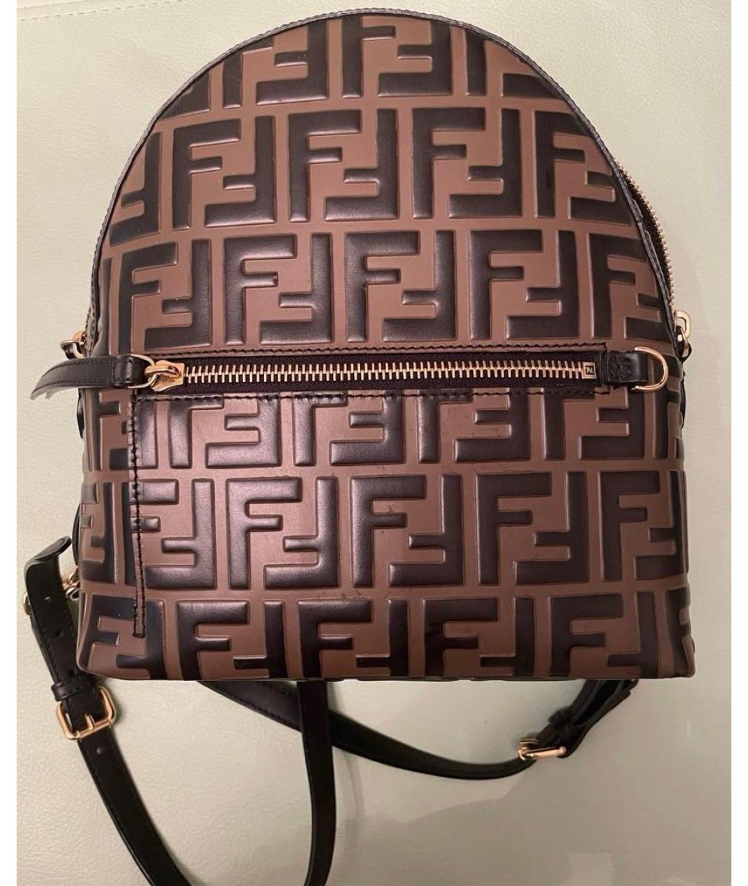 FENDI Коричневый кожаный рюкзак, фото 6