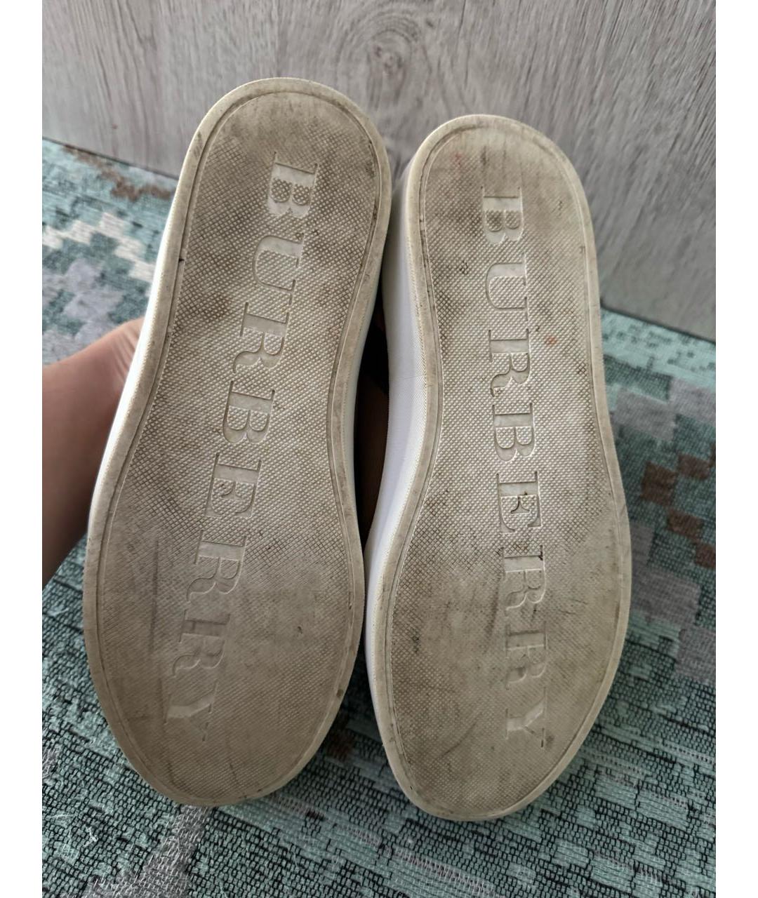 BURBERRY Бежевые кожаные кеды, фото 4