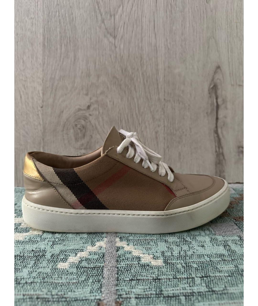 BURBERRY Бежевые кожаные кеды, фото 9