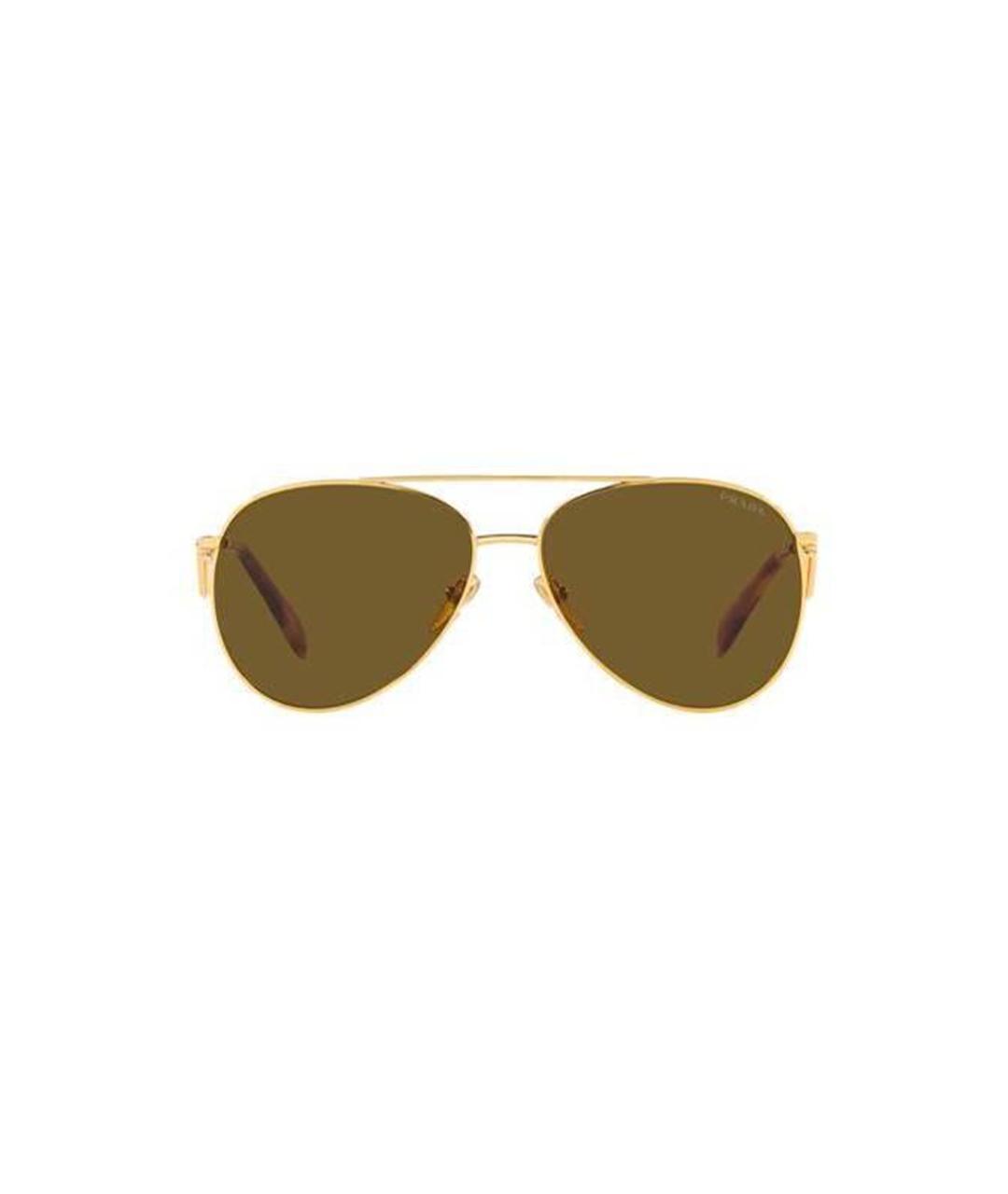 PRADA Золотые металлические солнцезащитные очки, фото 1