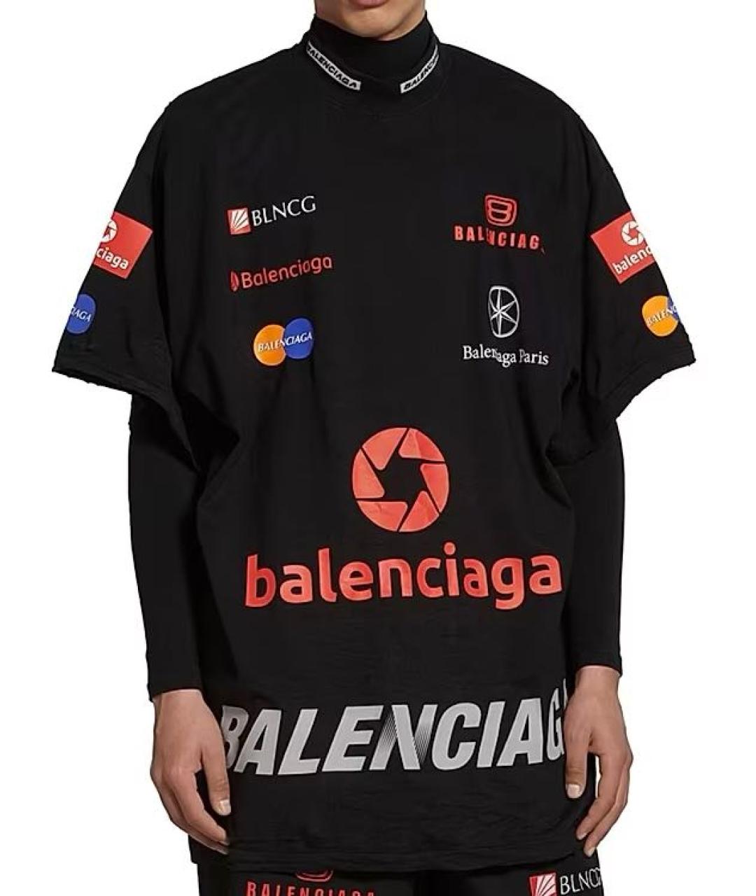 BALENCIAGA Черная хлопковая футболка, фото 4