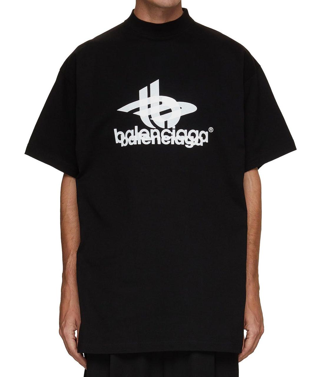 BALENCIAGA Черная хлопковая футболка, фото 4