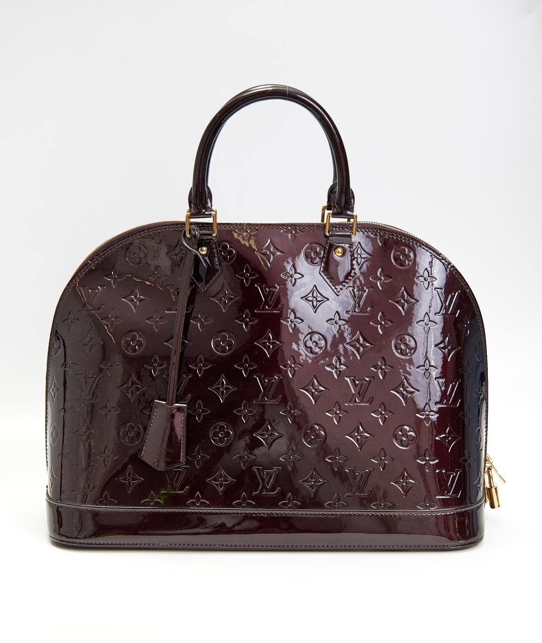 LOUIS VUITTON Бордовая сумка с короткими ручками из лакированной кожи, фото 3