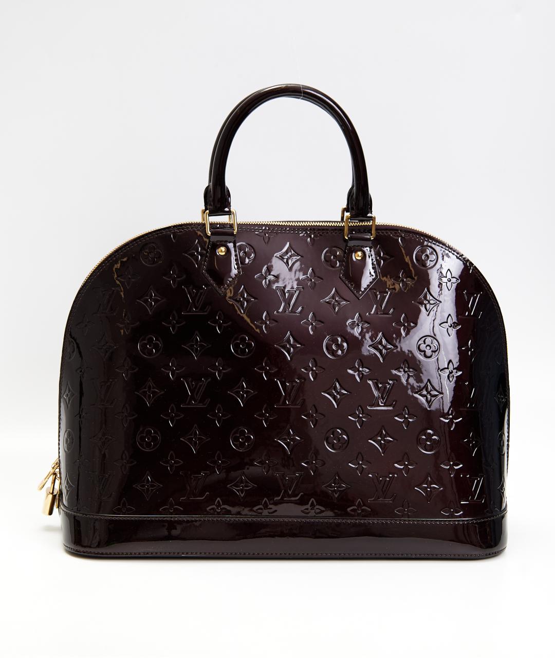 LOUIS VUITTON Бордовая сумка с короткими ручками из лакированной кожи, фото 5
