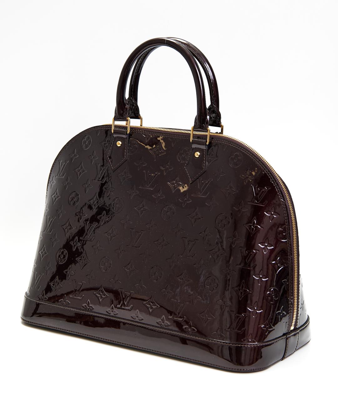 LOUIS VUITTON Бордовая сумка с короткими ручками из лакированной кожи, фото 2