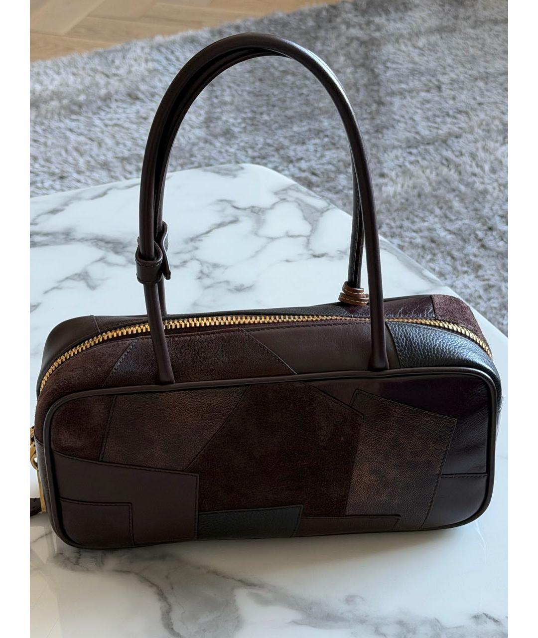 MIU MIU Бордовая кожаная сумка с короткими ручками, фото 3