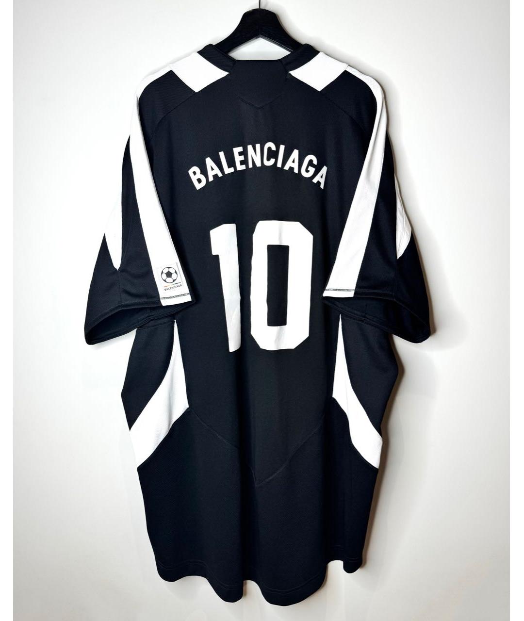 BALENCIAGA Черная хлопко-полиэстеровая футболка, фото 3