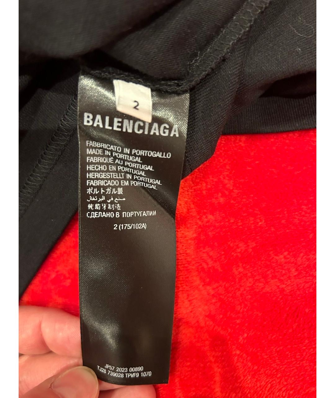 BALENCIAGA Черная хлопковая футболка, фото 4