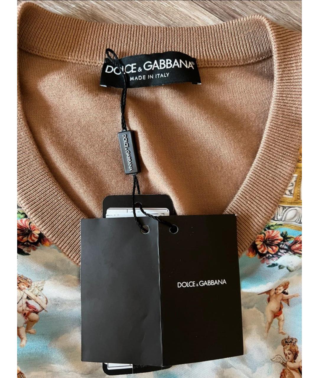 DOLCE&GABBANA Бежевый кашемировый джемпер / свитер, фото 2