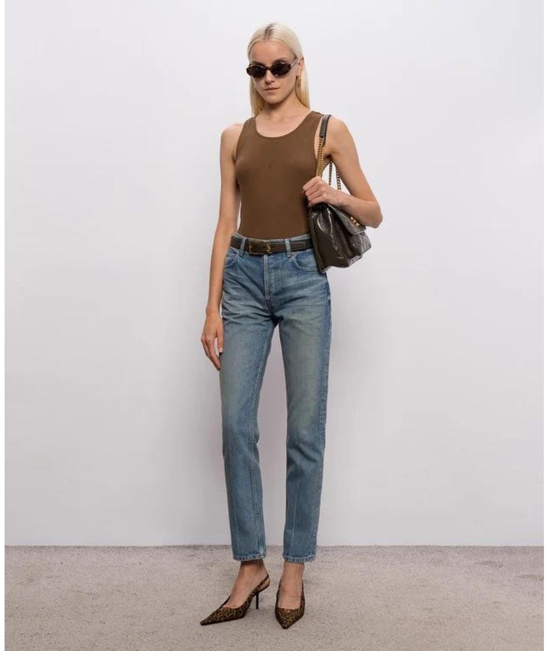 SAINT LAURENT Коричневая хлопковая майка, фото 8