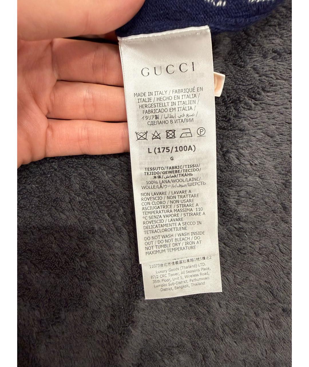 GUCCI Синий шерстяной джемпер / свитер, фото 4