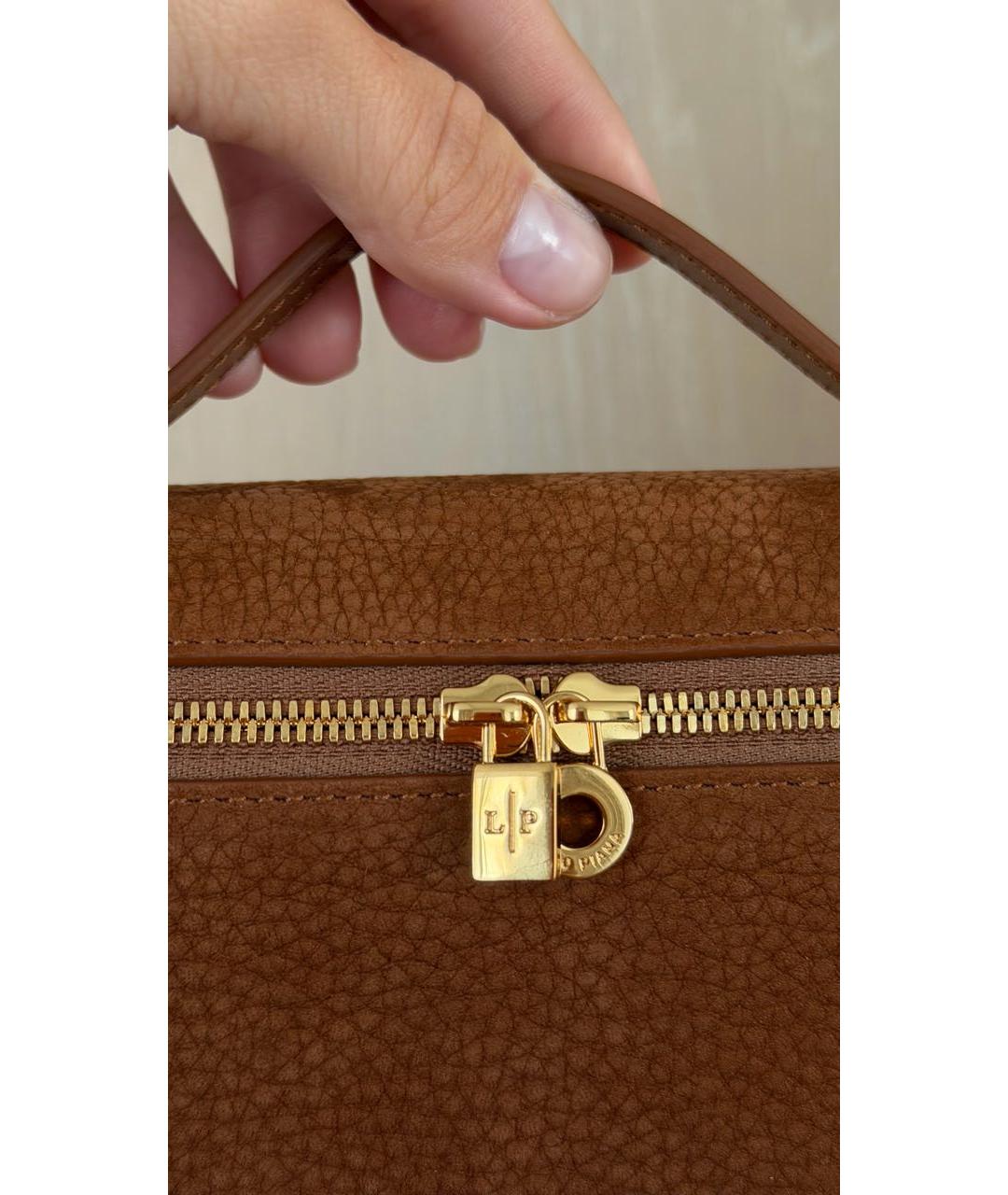 LORO PIANA Коричневая кожаная сумка через плечо, фото 2