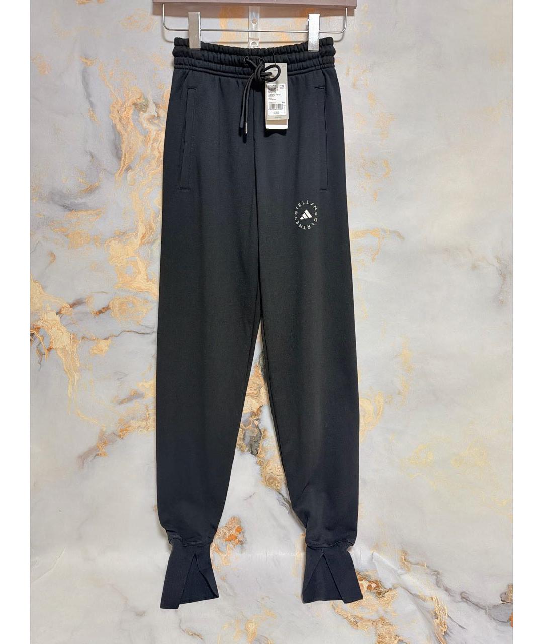 ADIDAS BY STELLA MCCARTNEY Черные хлопковые прямые брюки, фото 3