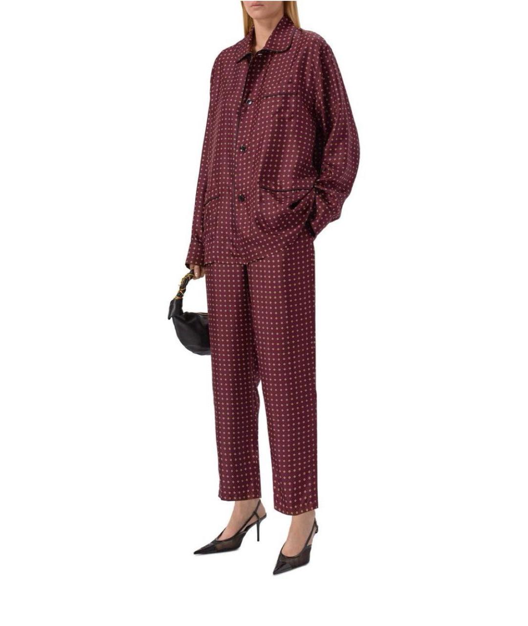 SAINT LAURENT Бордовый шелковый костюм с брюками, фото 8