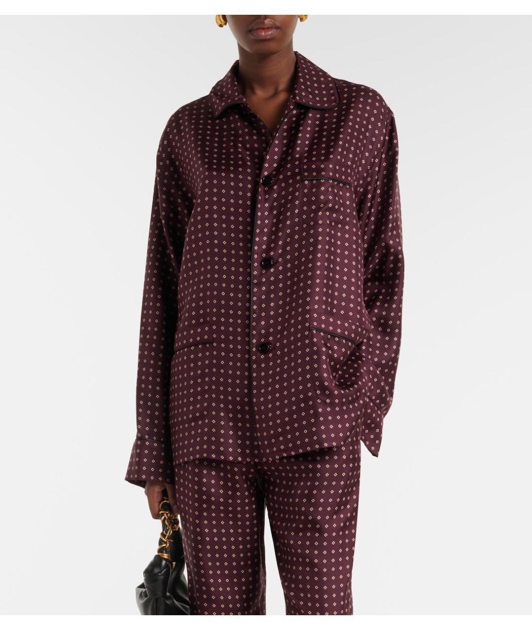 SAINT LAURENT Бордовый шелковый костюм с брюками, фото 4
