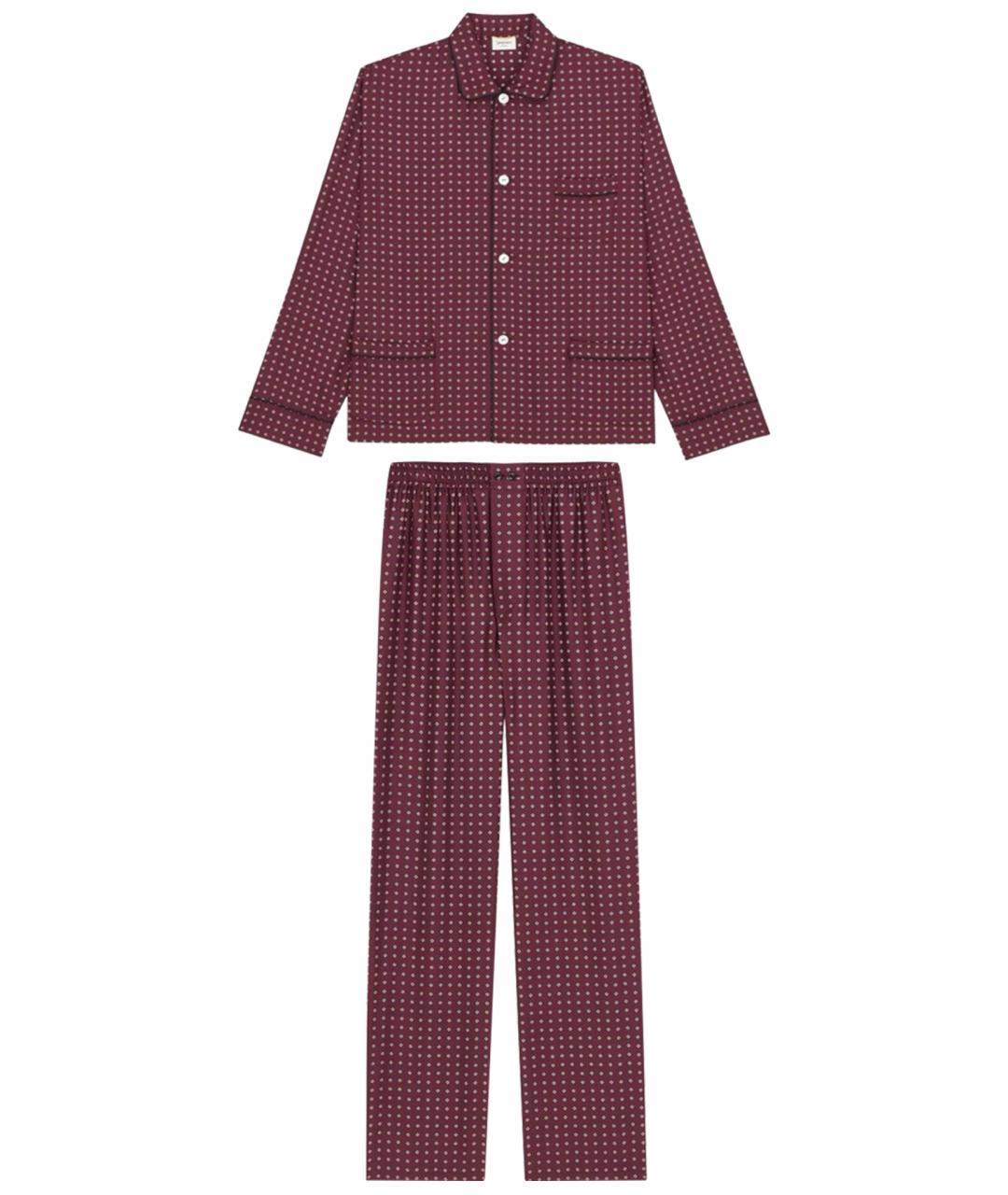 SAINT LAURENT Бордовый шелковый костюм с брюками, фото 1