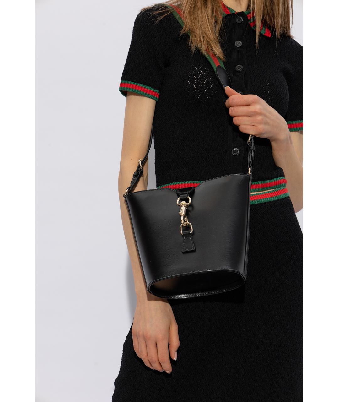 GUCCI Черная кожаная сумка через плечо, фото 2