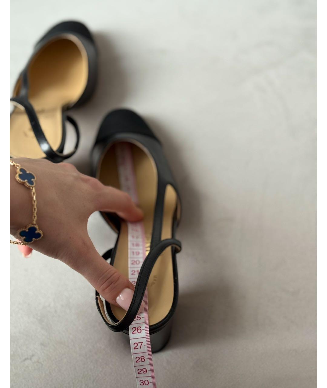 CHANEL Черные кожаные лодочки на низком каблуке, фото 4