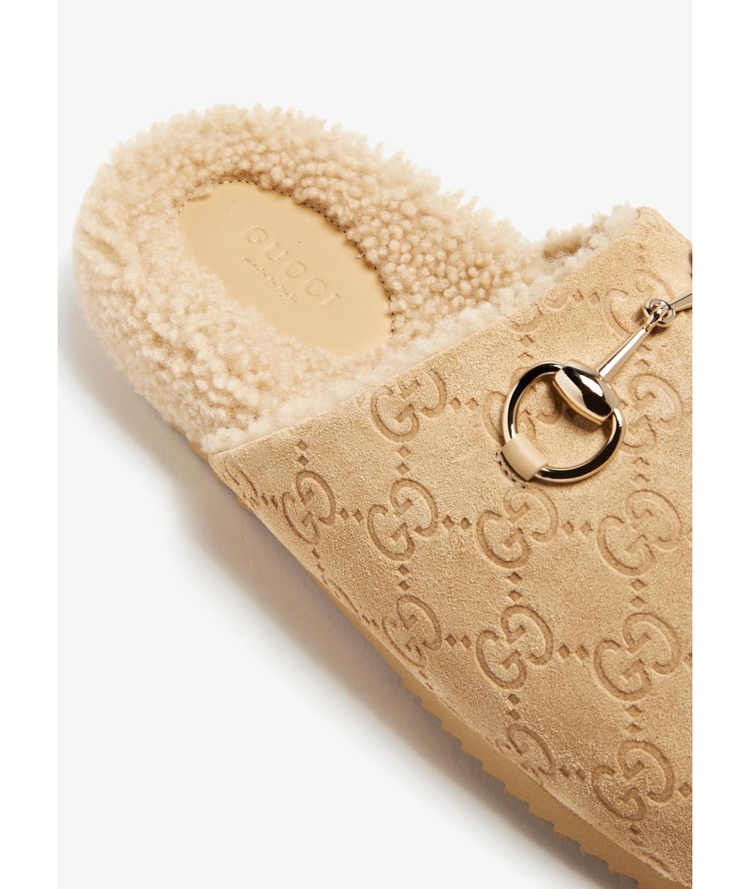 GUCCI Бежевые замшевые сабо, фото 4