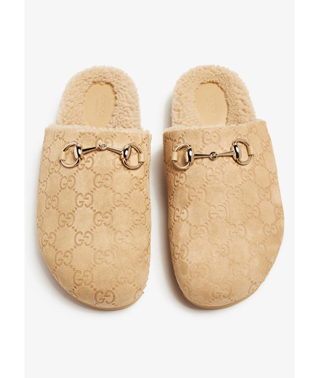 GUCCI Бежевые замшевые сабо, фото 2