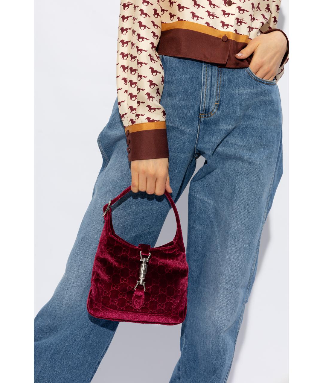 GUCCI Розовая бархатная сумка с короткими ручками, фото 4