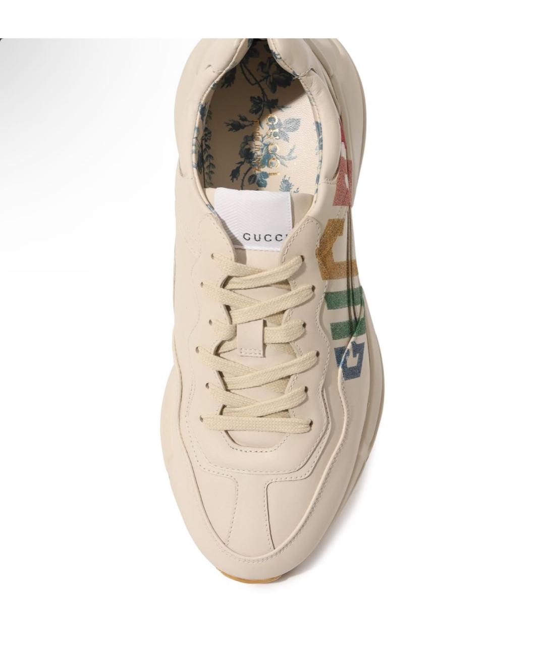 GUCCI Бежевые кожаные кеды, фото 3