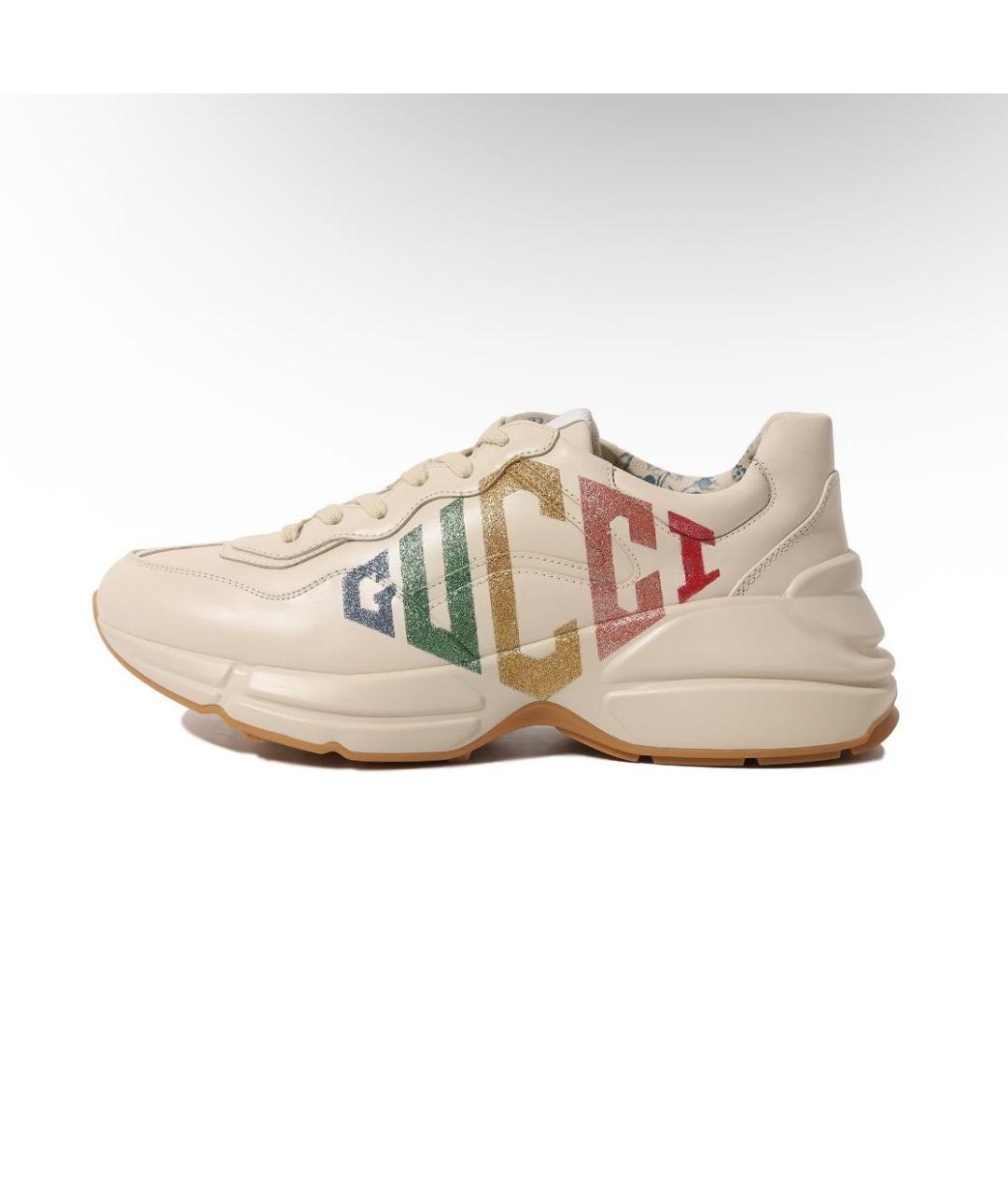 GUCCI Бежевые кожаные кеды, фото 5