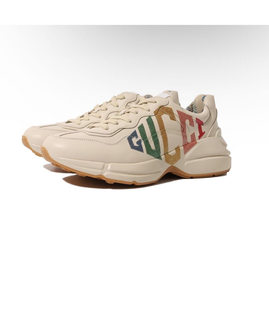 GUCCI Бежевые кожаные кеды, фото 4