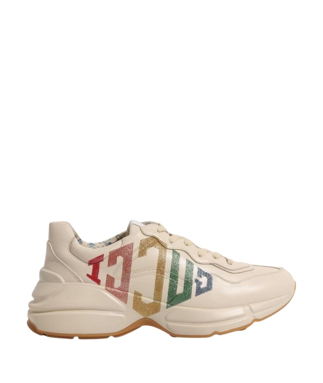 GUCCI Бежевые кожаные кеды, фото 1